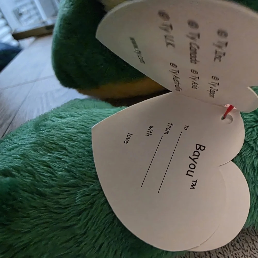 Ty Bayou Green Plush Frog Toy